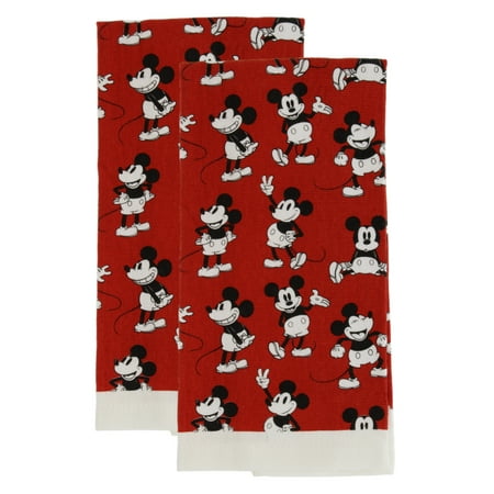 Disney 100% Cotton Kitchen Towels, 2pk, Perfect for Drying Dishes & Hands, Absorbent - Machine Washable- 16” x 26”- Mickey