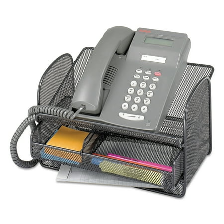 Safco Onyx Angled Mesh Steel Telephone Stand, 11 3/4 x 9 1/4 x 7, Black