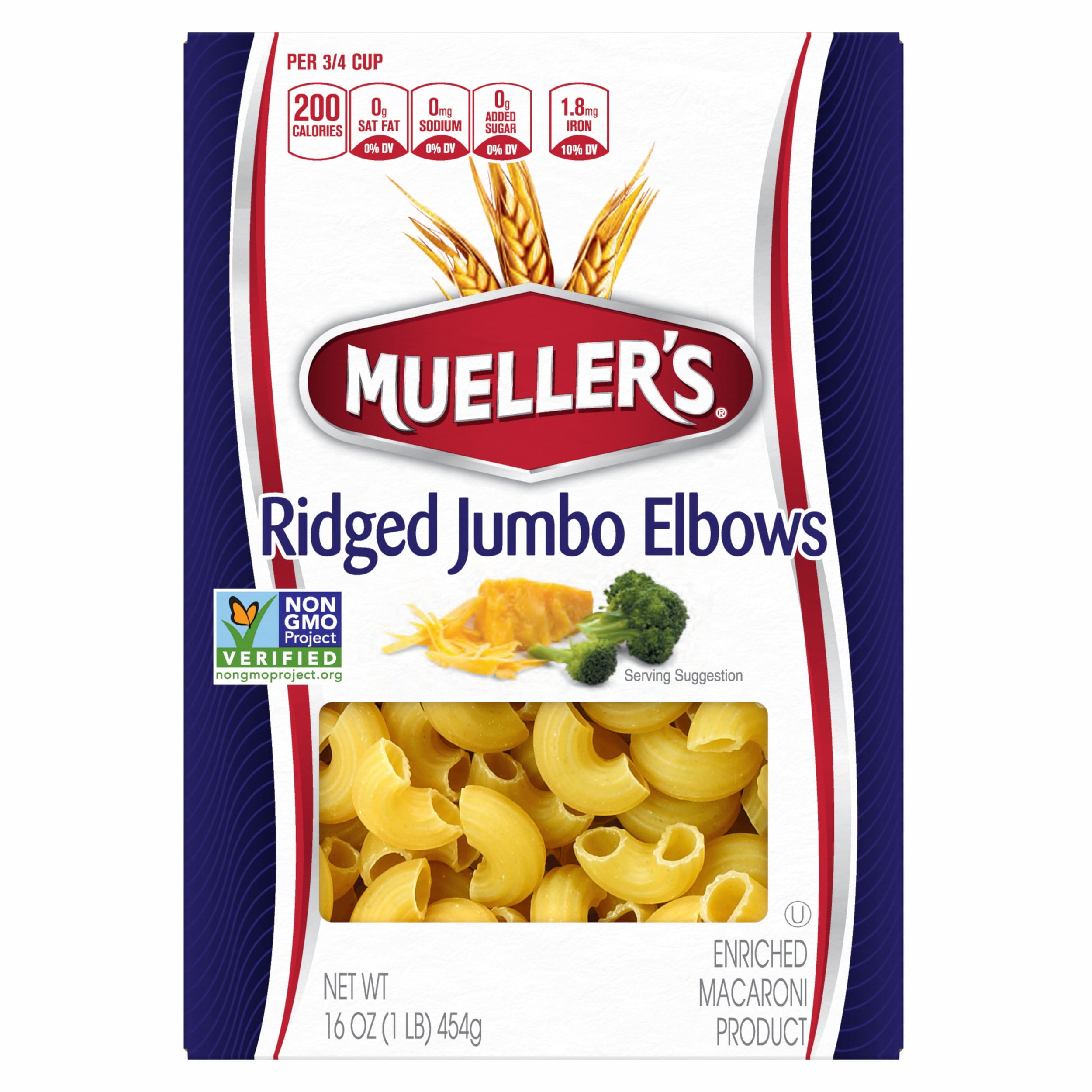 (2 pack) Mueller's Ridged Jumbo Elbows, 16 oz