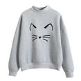 thumbnail image 2 of Jsaierl Sweatshirt for Women Cute Solid Color Print Sweatshirts Crewneck Casual Sweater Tops Trendy Long Sleeve Shirts Womens Sweatshirts Under $10, 2 of 4