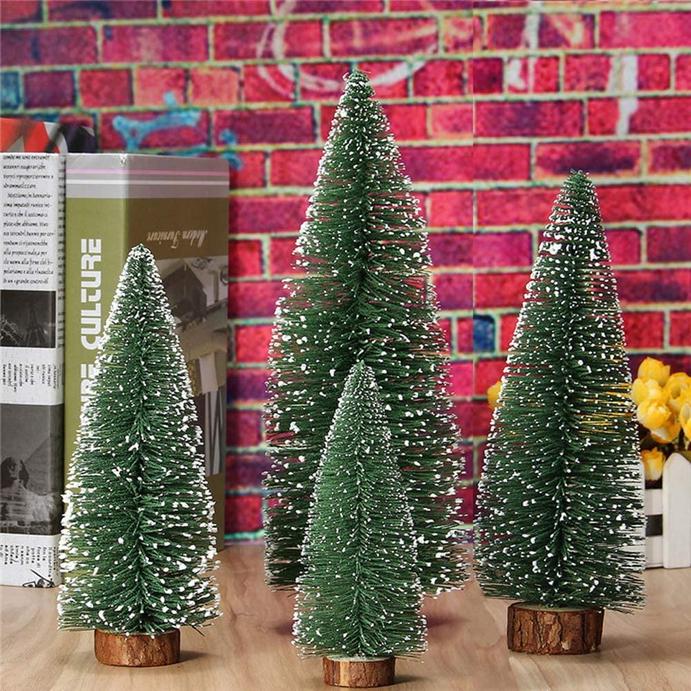 Mini Christmas Tree With LED Lights - 5.9 Inch Tabletop Pine Tree, Warm Light, Snow-Covered, Battery Operated - View #3