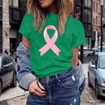 thumbnail image 1 of UANWENN T-Shirts Décontractés pour Femmes avec Imprimé Ruban de Sensibilisation au Cancer, Manches Courtes, Col Rond, Style de Base pour le Quotidien, Hauts pour Femmes à Manches Courtes, Chandail Léger Décontracté pour Femmes, Haltérophilie, Long, 1 of 4