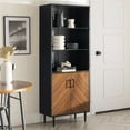 thumbnail image 5 of Home Square 68" Bookmatch Doors Two Tone Hutch in Solid Black - Set of 2, 5 of 11