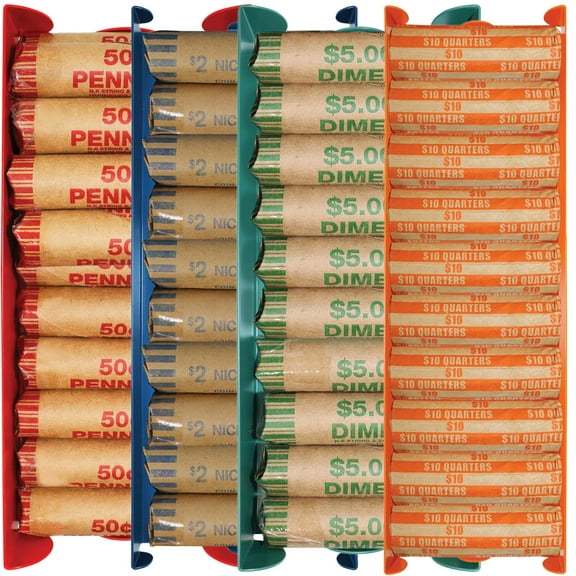 Nadex Coins NCC1-1105 Assorted Stackable Aluminum Coin Trays, 4 Pack