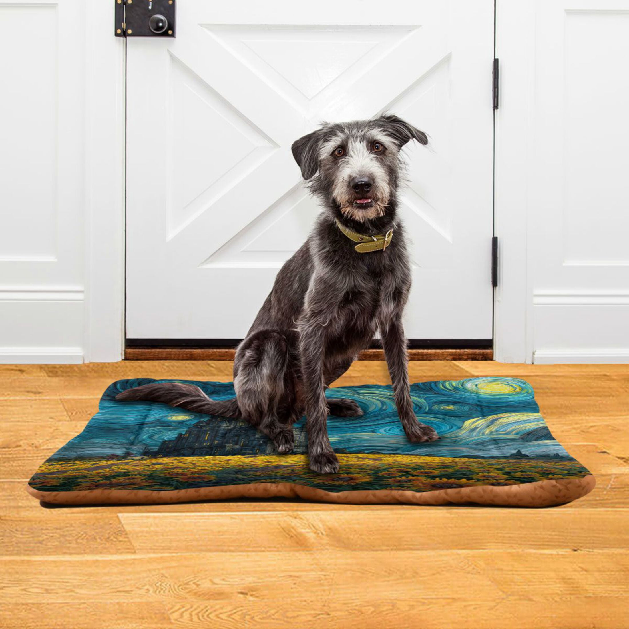 Qxltty Sunflower Field Ped Pad Wear-resistant and Hard to Bite Through Sleeping Pad for Small Medium Large Dogs Winter Pet Bed 36×24in