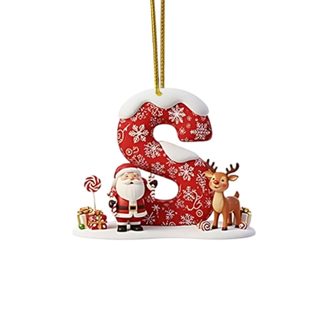 Christmas Tree Decoration 2D Acrylic Decoration Letter Pendant With 26 Letters Christmas Hanging Decoration DIY Crafts Christmas Home Decoration