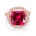 thumbnail image 2 of Gem Stone King 18K Rose Gold Plated Silver Ring Created Ruby Moissanite (8.88 Cttw), 2 of 4