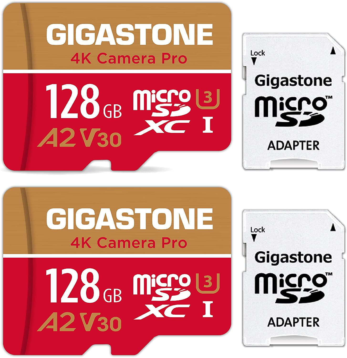 hebben zich vergist gebed Correspondent Gigastone 128GB Micro SD Card, 4K Camera Pro, UHD Video for GoPro, Action  Camera, Wyze, DJI, Drone, Nintendo-Switch, R/W up to 100/50MB/s MicroSDXC  Memory Card UHS-I U3 A2 V30, 2 Pack (2x128GB) -
