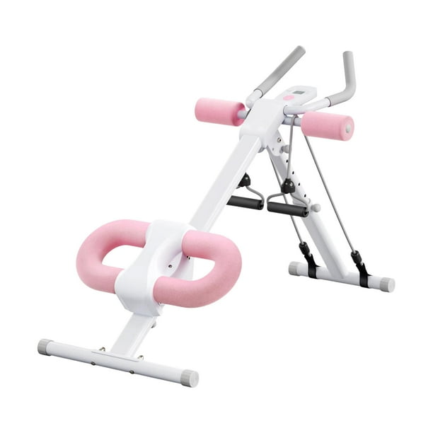 Máquina AB Machor Abdominal Ajustable para el gimnasio en casa Plegado para hombres Banco de ejercicio de la máquina abdominal del crujido abdominal Rosa con cuerda