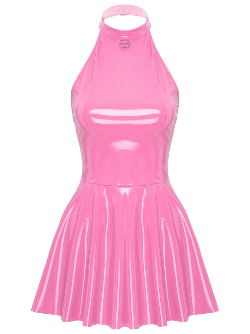 slim fit dress slacks Halter A-Line Lace Up Pink Sleeveless Wedding Guest Dress, Pink / XL main image 0