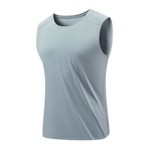 L-5X Plus Size Tank Tops for Men Big & Tall Sleeveless Crewneck Undershirts Shirts Mens Casual Solid Color Pullover Stretchy Slim Workout Running Vests