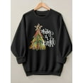 thumbnail image 2 of Merry Christmas Sweatshirt Christmas Tree Graphic Casual Long Sleeve Shirt for Women, 2 of 8