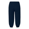 thumbnail image 4 of Girls Linen Capri Pants - Summer Loose Joggers Elastic High Waist Beach Capris Casual Cropped Trousers with Pockets for Kids Youth，Age 4-15 (Navy/120), 4 of 5