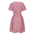 thumbnail image 6 of YuXingFu Kaftan Dresses for Women Maxi V-Neck Plus Size Womens Dress Short Sleeve with Pocket Long Casual Summer Pink M, 6 of 7