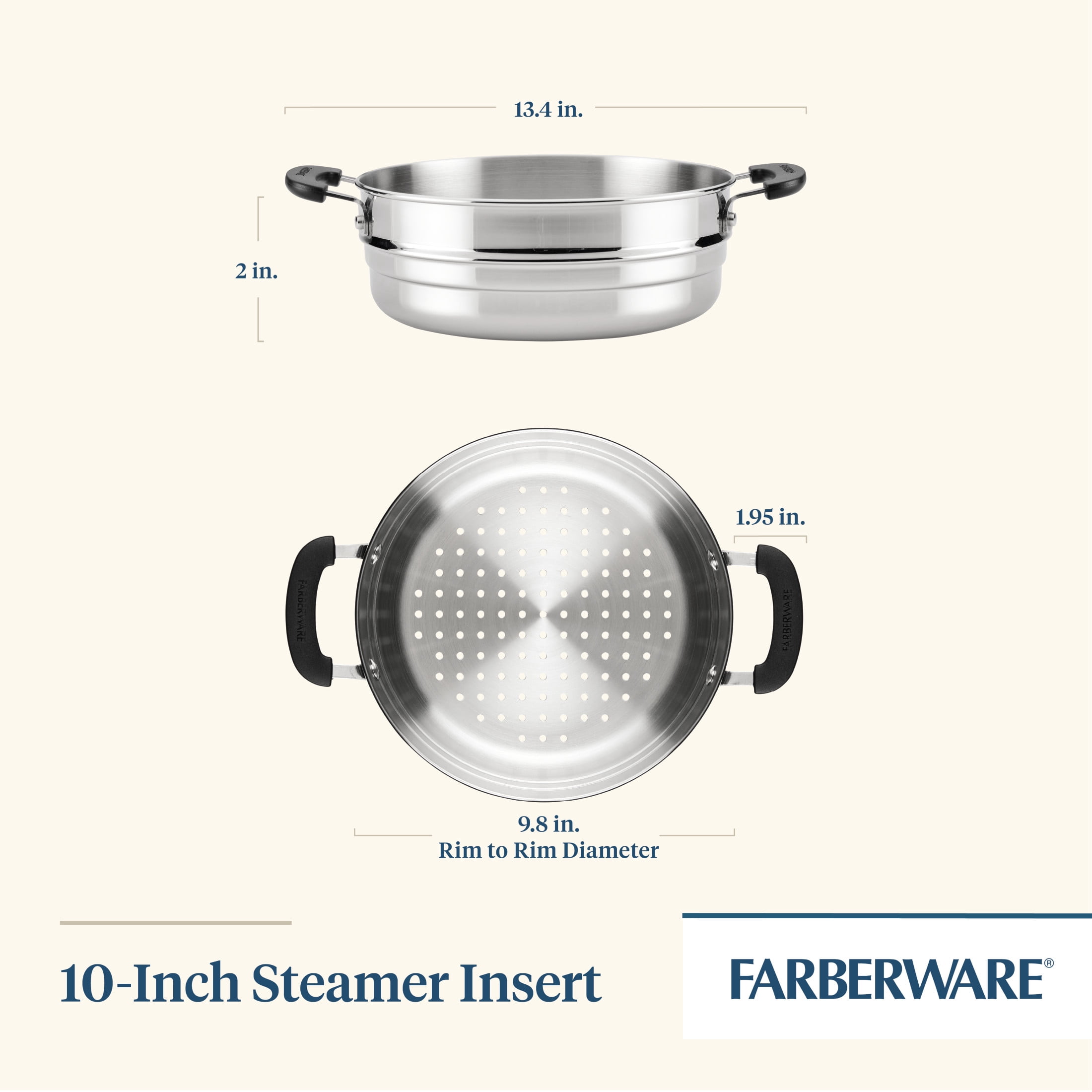 Farberware Brilliance Steamer Insert Metal Utensil and Dishwasher Safe, Stainless Steel