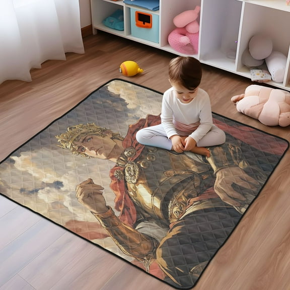 WOBOGO Vanquished King Baby Playmats Extra Large Waterproof Rollable Activity Pads for Toddlers 50×50inch