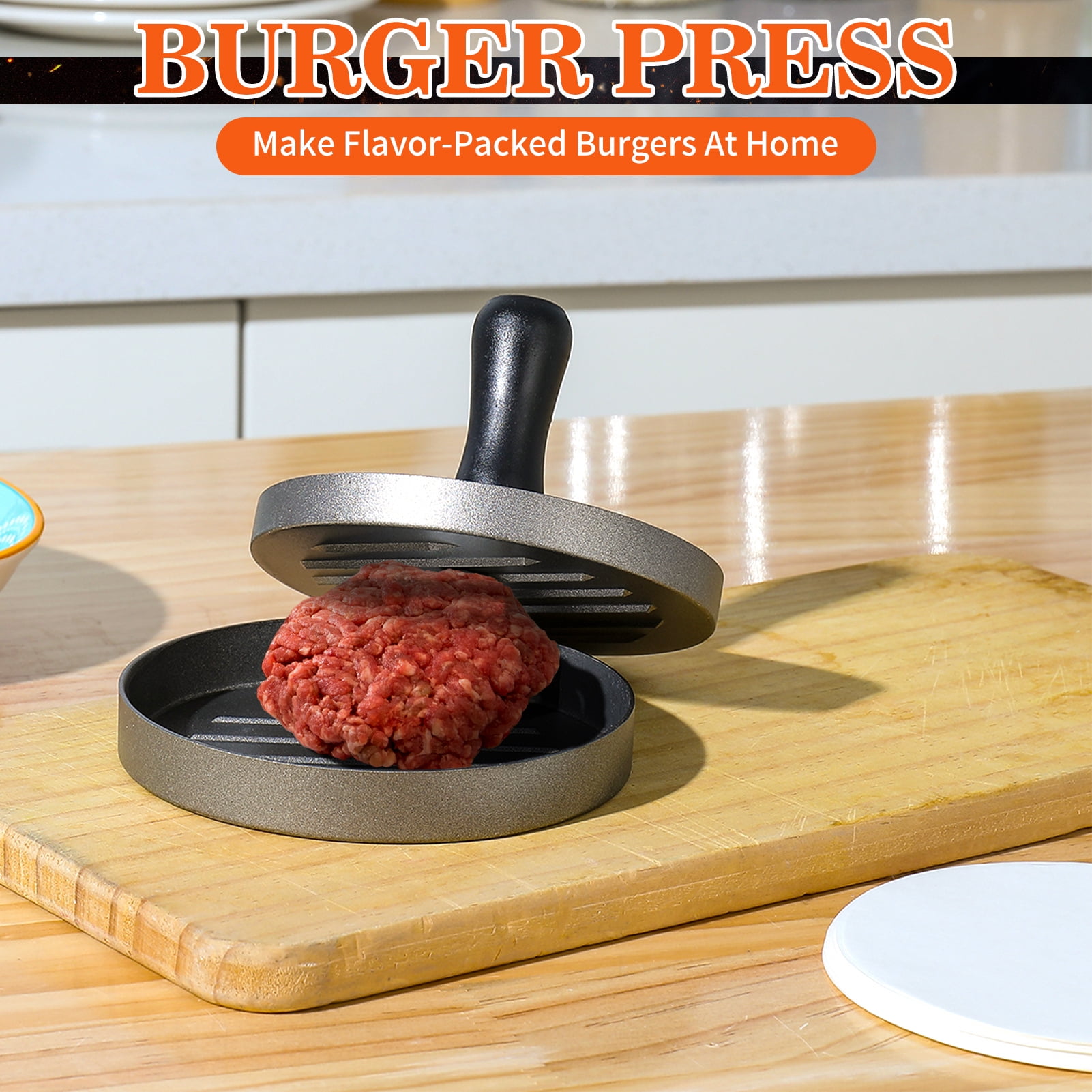 Bocaoying Burger Press 100 Patty Papers Set, Non-Stick Hamburger Mold, Meat Beef Cheese Veggie Burger Maker for Grill Griddle BBQ Barbecue