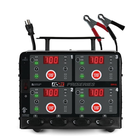 Schumacher Electric DSR Pro Heavy-Duty 4-Bank Automatic 10A Car Battery Charger and Maintainer, For 6V/12V Automotive and Marine Batteries, DSR125