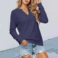 thumbnail image 2 of XIAONU Womens Sweatshirts Loose Fit Long Sleeve V Neck Pullover Tops Relaxed Fit Solid Color Oversized Simple Sweatshirts Daily Wear, 2 of 5