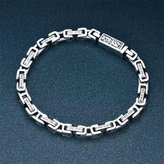 K-KED Real S925 Sterling Silver Chain Men Women 5mm Square Byzantine Link Bracelet -20cm=7.87inch-24-25g