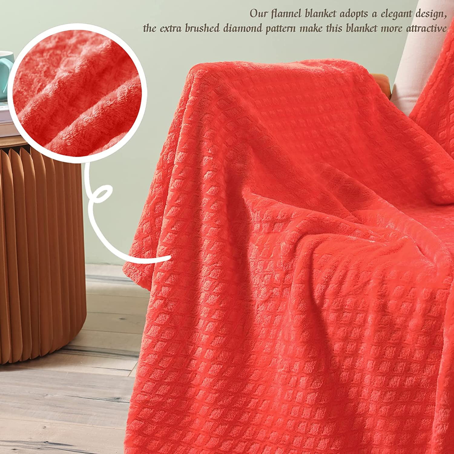 Thick Coral Fleece Reversible Throw Blanket，Flannel Warm Thick Blanket