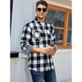 thumbnail image 3 of Puztloy Flannel Shirt Men Plaid Button Down Shirts Long Sleeve for Men Regular Fit Winter Business Work Dress Shirts with Pockets, 3 of 7