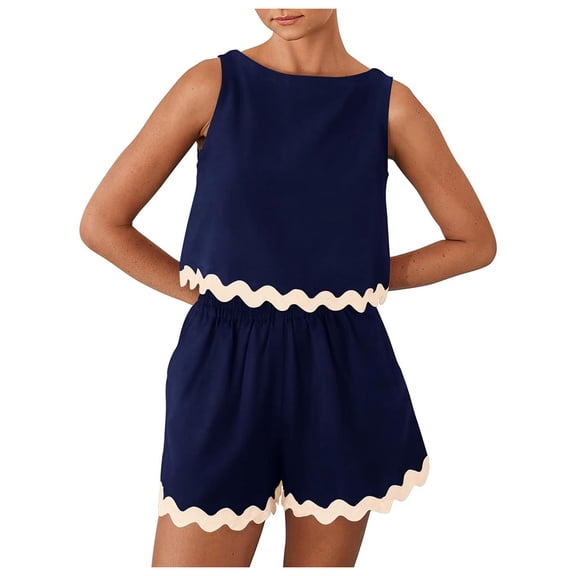 MuXiKeJi Clothes Women's 2 Piece Short Sets Summer Crew Neck Short Sleeve Matching Sets Outfits with Pockets