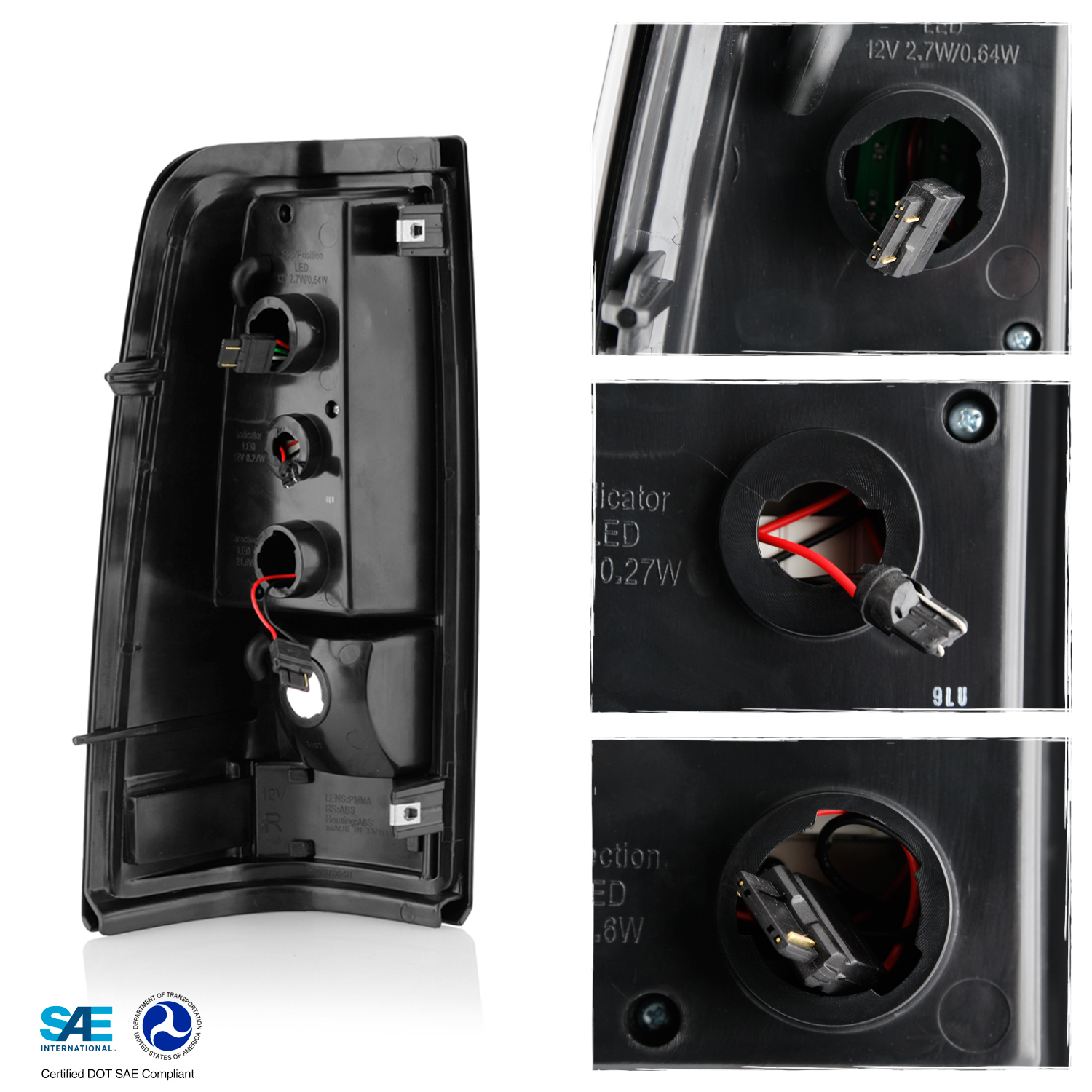 AKKON - Fits 2003-2006 Chevy Silverado 1500/2500/3500/1500HD/2500HD 2007 Classic [C-Tube] Black Tail Lights Brake Lamp Fleetside