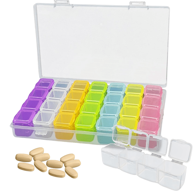 Pastillero Organizador Medicamento Joyería 28 Espacios
