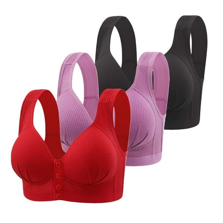 Ploknplq Push Up Bra Bras for Women No Underwire Front Clasp Bras for Women Seamless Front Snap Closure Bras No Underwire Bras Wireless Bra Bras for Women Skims Bras for Women Purple 3 L