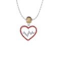 thumbnail image 2 of Delight Jewelry Silvertone Large Red Crystal Heart with Clear Heartbeat Mia Monkey Charm Necklace, 2 of 4