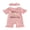 Pink, variant on Newborn Baby Girls My First Mother's Day Father's Day Outfits Infant Baby Girl Summer Clothes Waffled Romper Letter Print Flower Applique Ruffled Short Sleeve Jumpsuit and Headband Set