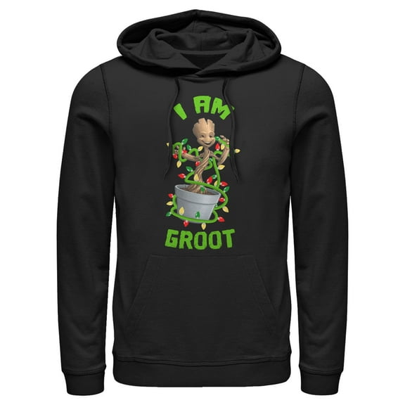Men's Marvel Christmas Guardians of the Galaxy I am Groot Lights  Pull Over Hoodie