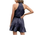 thumbnail image 5 of Robe Dos Nu pour Femmes Imprimé Floral Ourlet à Volants Sans Manches Robes d'Été Décontractées Robe Mini de Plage Vacances, 5 of 5