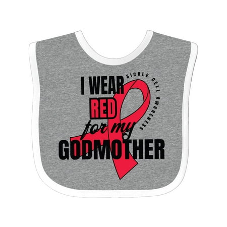 

Inktastic Sickle Cell Awareness I Wear Red For My Godmother Gift Baby Boy or Baby Girl Bib