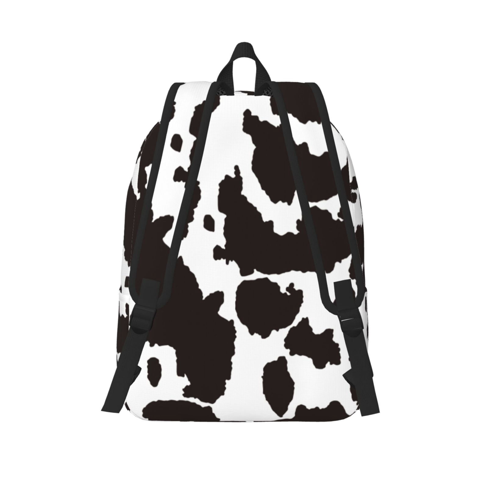 Picia Cow Skin 2 Printed Canvas Daypack - Stylish and Durable Vintage Compact Backpack - Class, Work, Travel, or Laptop Bookbag,Organized Compartments-Medium