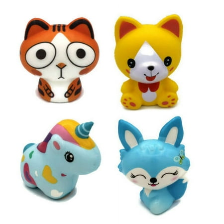 Slow Rising Squishie Scented Cute Squishie Squeeze Charm Toys Relief Present US (4-Piece Delight)