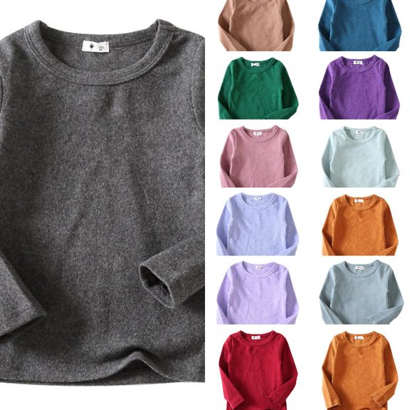 Girls High Collar Long Sleeve Tee Tops Soft Unisex Baby Boys Shirts Kids Casual Wear Girls' T-Shirts Summer Casual Tee