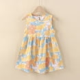 thumbnail image 2 of Ulanda Girls Summer Dress Crew Neck Cute Graphic Sleeveless Tank Maxi Dress Casual Light Comfortable Smocked Beach Vacation (Light Yellow, 5-6 Years), 2 of 4