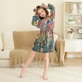 thumbnail image 3 of FORMRS Niños Bathrobe Unisex Hooded Robe Soft Plush Pajamas Sleepwear, Size 2-3T, Orange Colorful Flowers, 3 of 7