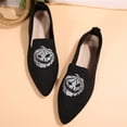 thumbnail image 6 of Women's Fashion Halloween Ballet Flats Pointed Toe Embroidery Knit Loafers Breathable Casual Dressy Shoes, 6 of 7