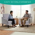 thumbnail image 2 of Modern Accent Chairs Set of 2 Upholstered Reading Chair for Bedroom with Side Pockets Comfy Living Room Chairs Living Room Armchair for Office, Apartment (Grey Towel), 2 of 7