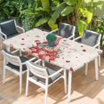 thumbnail image 2 of Valentine's Day Table Cloths for 3 Foot Rectangle Tables, Red Gnomes Hot Love Heart Rose Retro Patio Waterproof Elastic Fitted Tablecloths, Washable Rectangular Table Cover for Camping, 2 of 8
