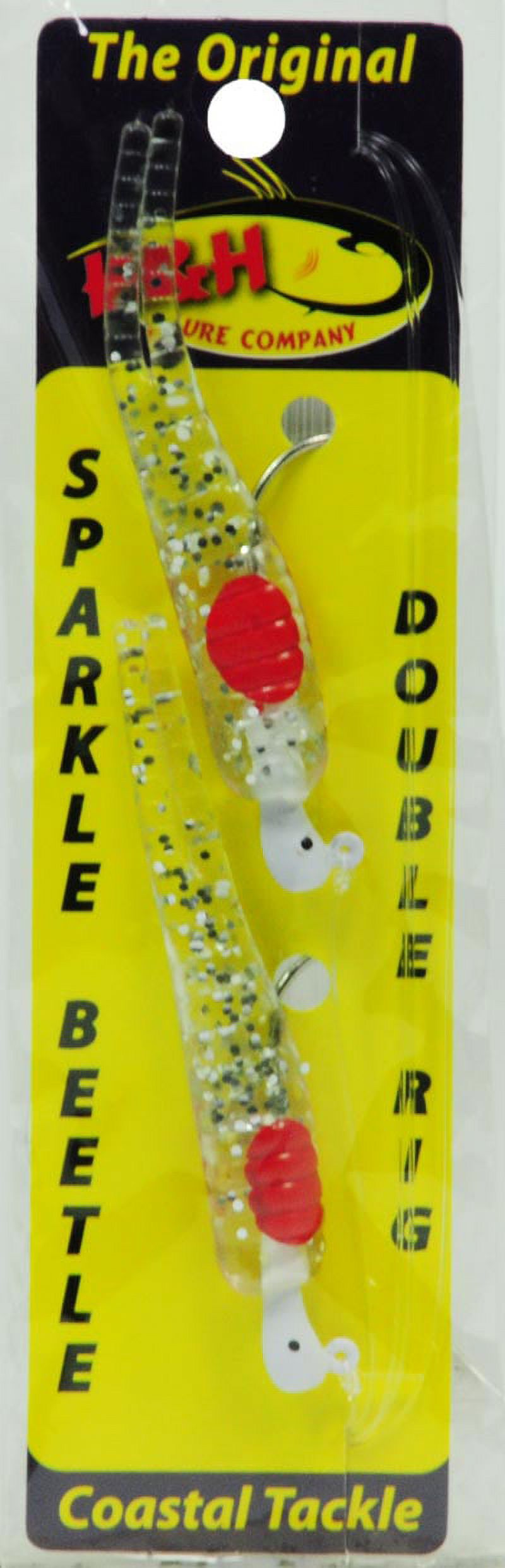 (2 pack) H&H Sparkle Beetle Jig Double Rig Sofbait, Clear & Glitter, 1/4 oz