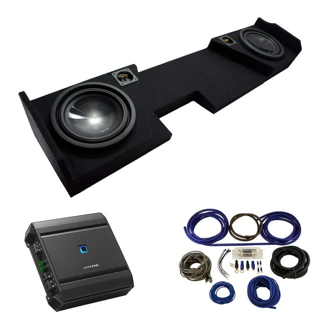 American Sound Connection Compatible with 2014-2018 Chevy Silverado Double Cab Alpine SWT-10S2 Car Audio Subwoofer Single 10" Custom Sub Box Enclosure Package