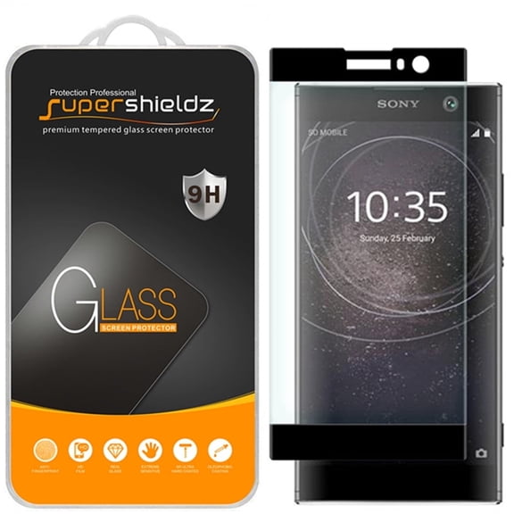 (1-Pack) Supershieldz Designed for Xperia XA2 [Full Screen Coverage][3D Curved Glass]Tempered Glass Screen Protector, Anti-Scratch, Anti-Fingerprint, Bubble Free (Black Frame)
