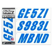 STIFFIE Techtron Blue/White 3" Alpha-Numeric Identification Custom Kit Registration Numbers & Letters Marine Stickers Decals for Boats & Personal Watercraft PWC