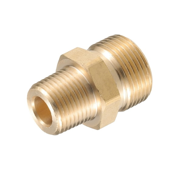Unique Bargains Pressure Washer Connector Fitting 3/8" NPT to M22x1.5 Male Adapter Brass Hose Connector Copper Tone