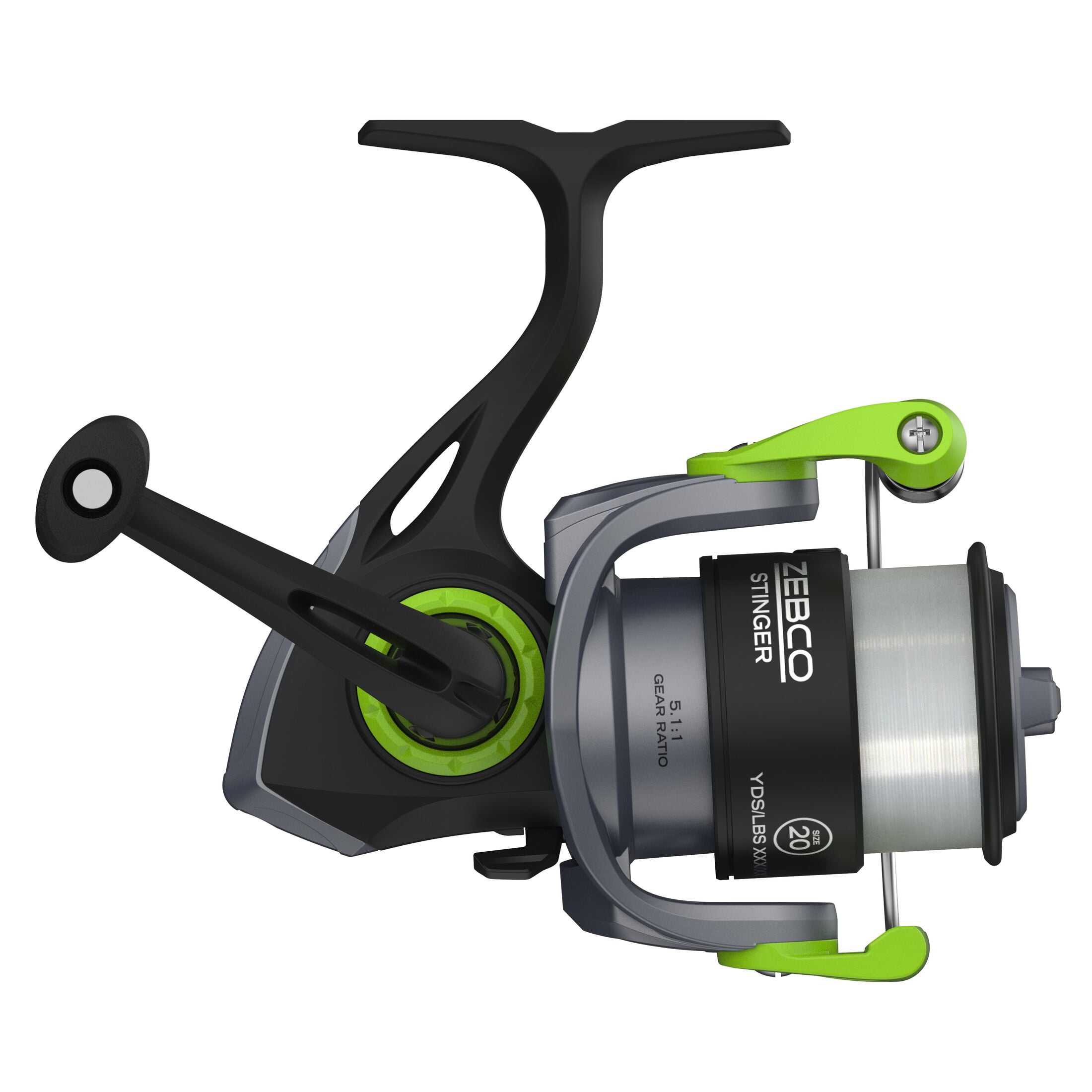 Zebco Stinger Spinning Fishing Reel, Size 20, 5.1:1 Gear Ratio, 1+1 Bearings, 8-Pound Line (Clam Packaging)