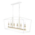 thumbnail image 2 of JONATHAN Y Pagoda 49" 6-Light Classic Traditional Metal Linear Cage Lantern LED Pendant, White/Brass Gold, 2 of 11